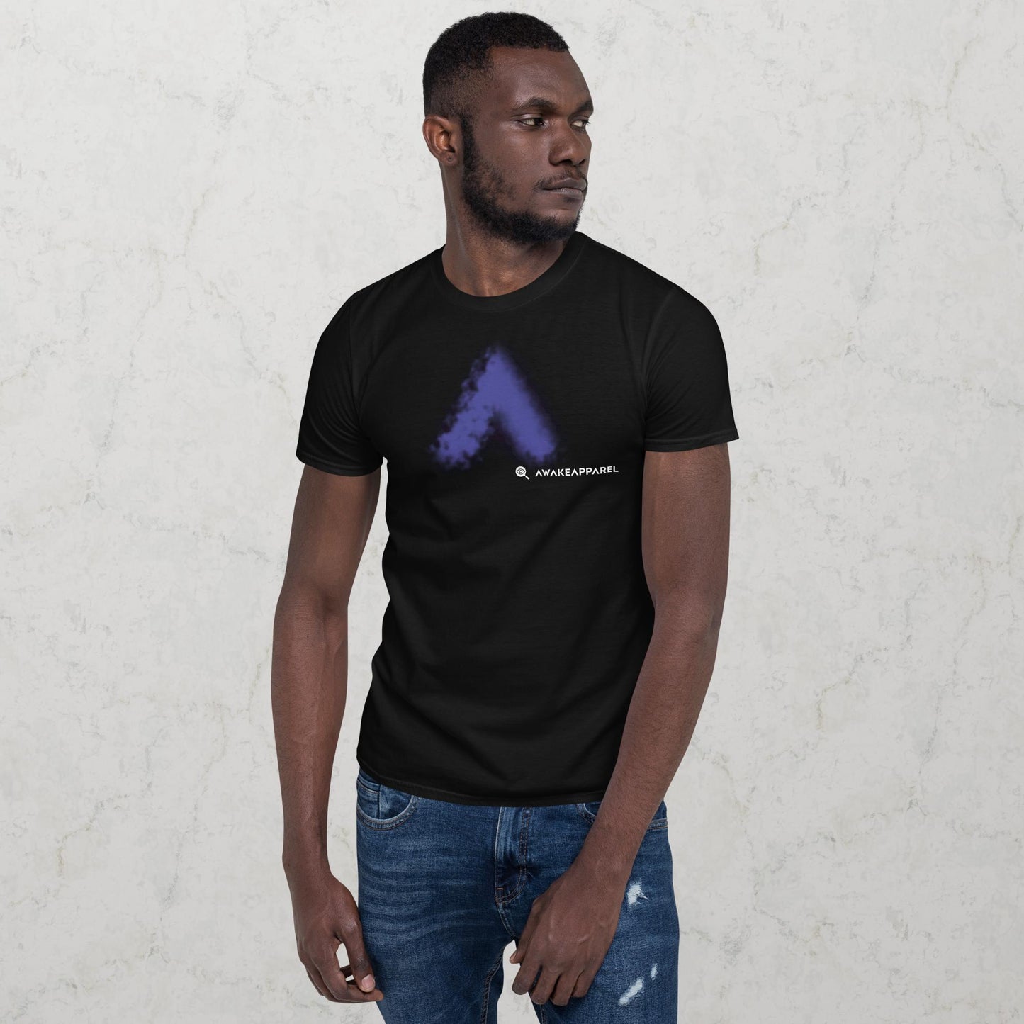 Front of Black Cornerstone Essential T-shirt with Monogrammed "A" - Unisex