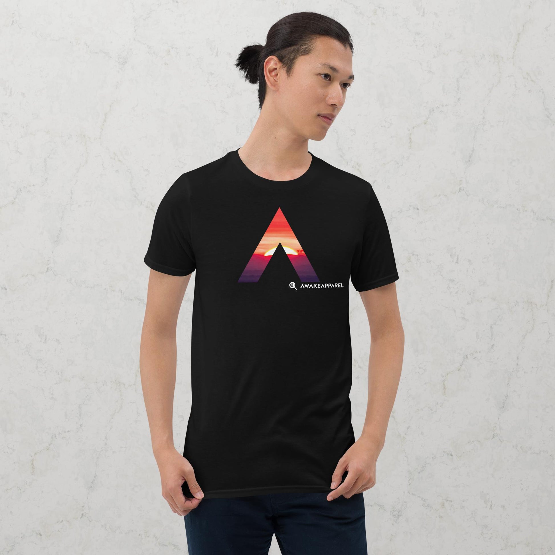 Front of Black Cornerstone Essential T-shirt with Monogrammed "A" - Unisex