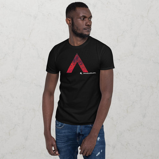 Front of Black Cornerstone Essential T-shirt with Monogrammed "A" - Unisex