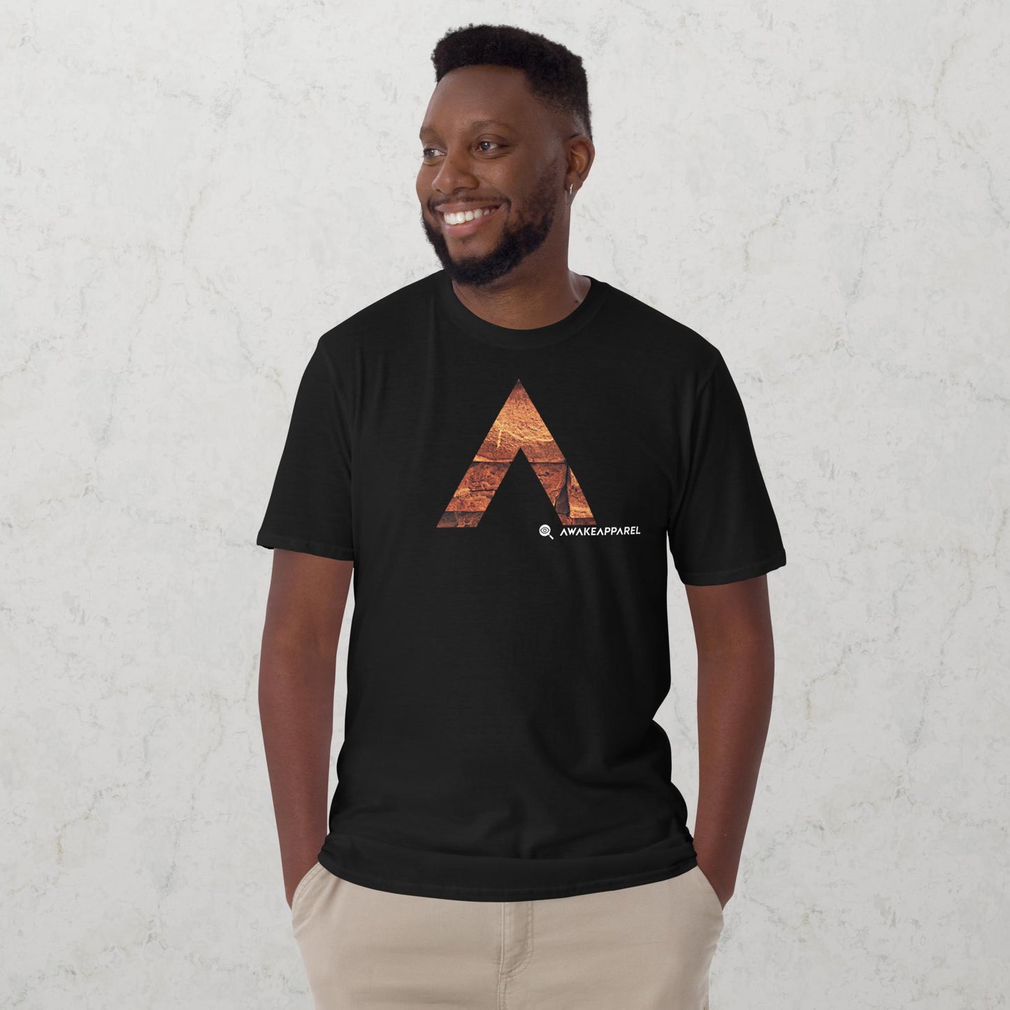 Front of Black Cornerstone Essential T-shirt with Monogrammed "A" - Unisex