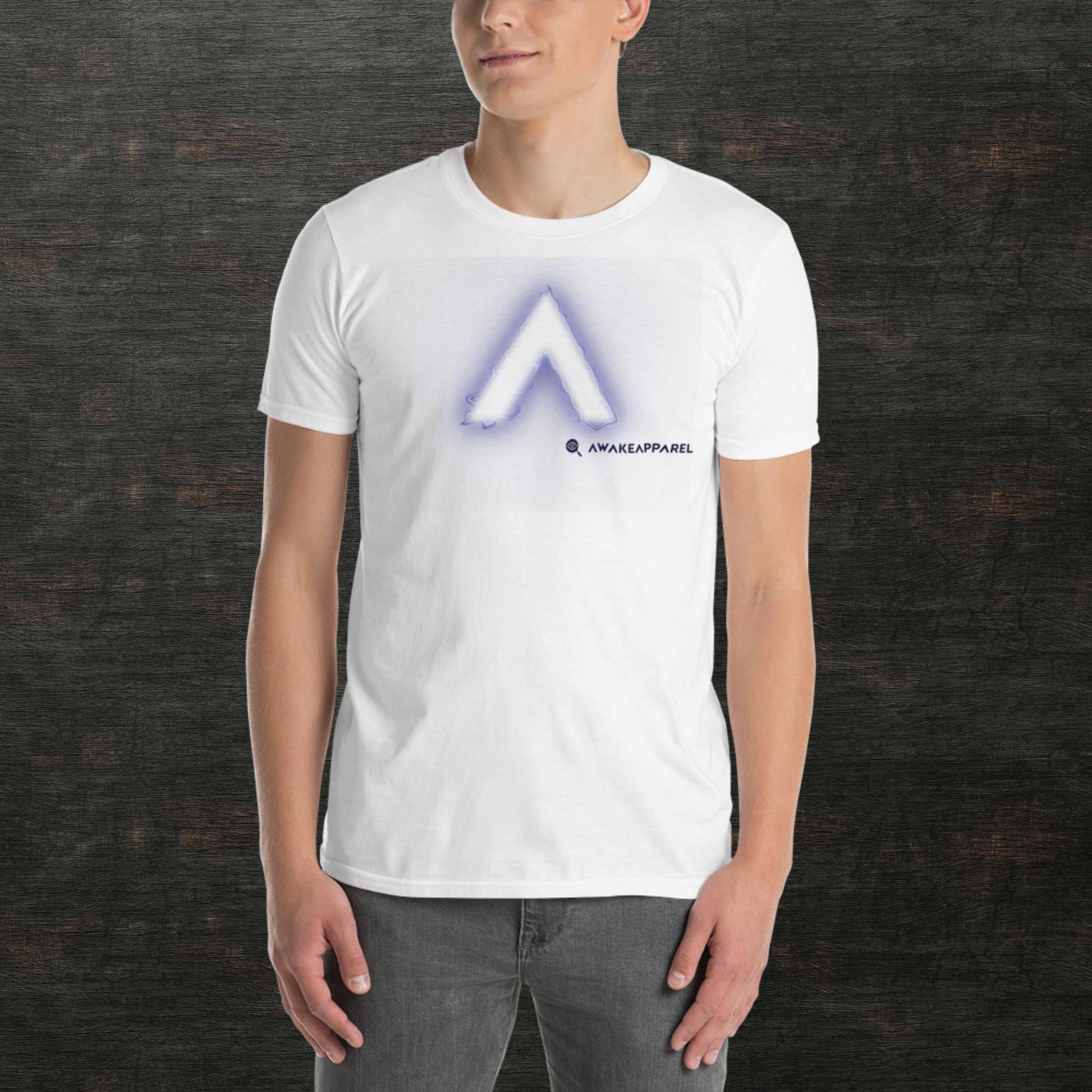 Front of White Cornerstone Essential T-shirt with Monogrammed "A" - Unisex