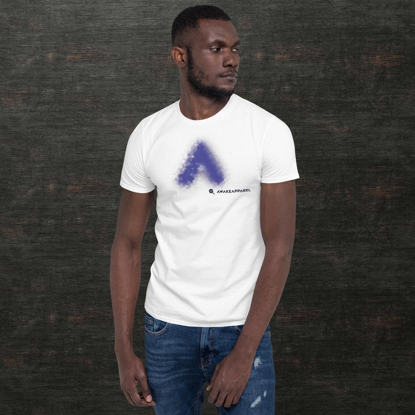 Front of White Cornerstone Essential T-shirt with Monogrammed "A" - Unisex