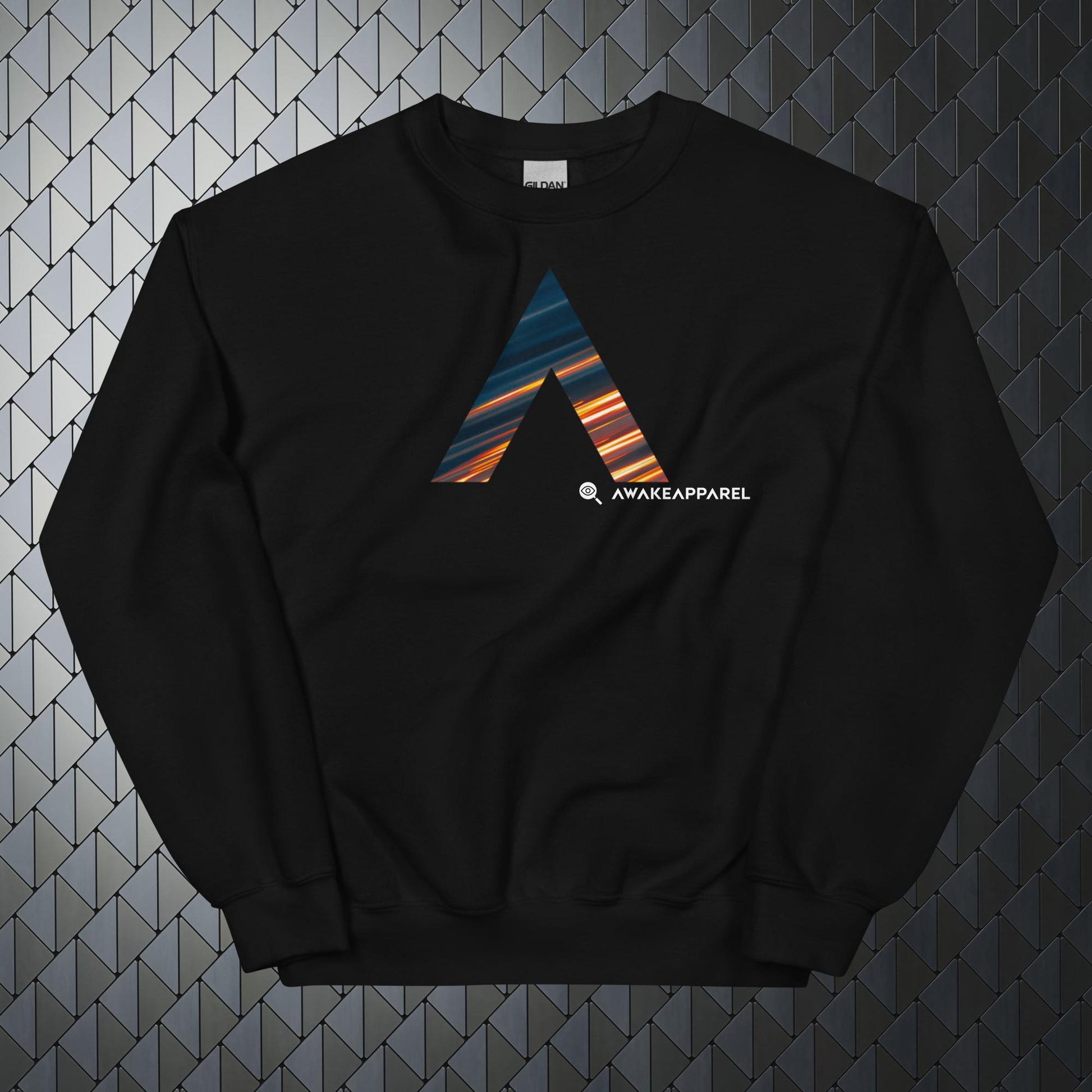 Front of Black Mindful Comfort Sweatshirt with Monogrammed "A" - Unisex