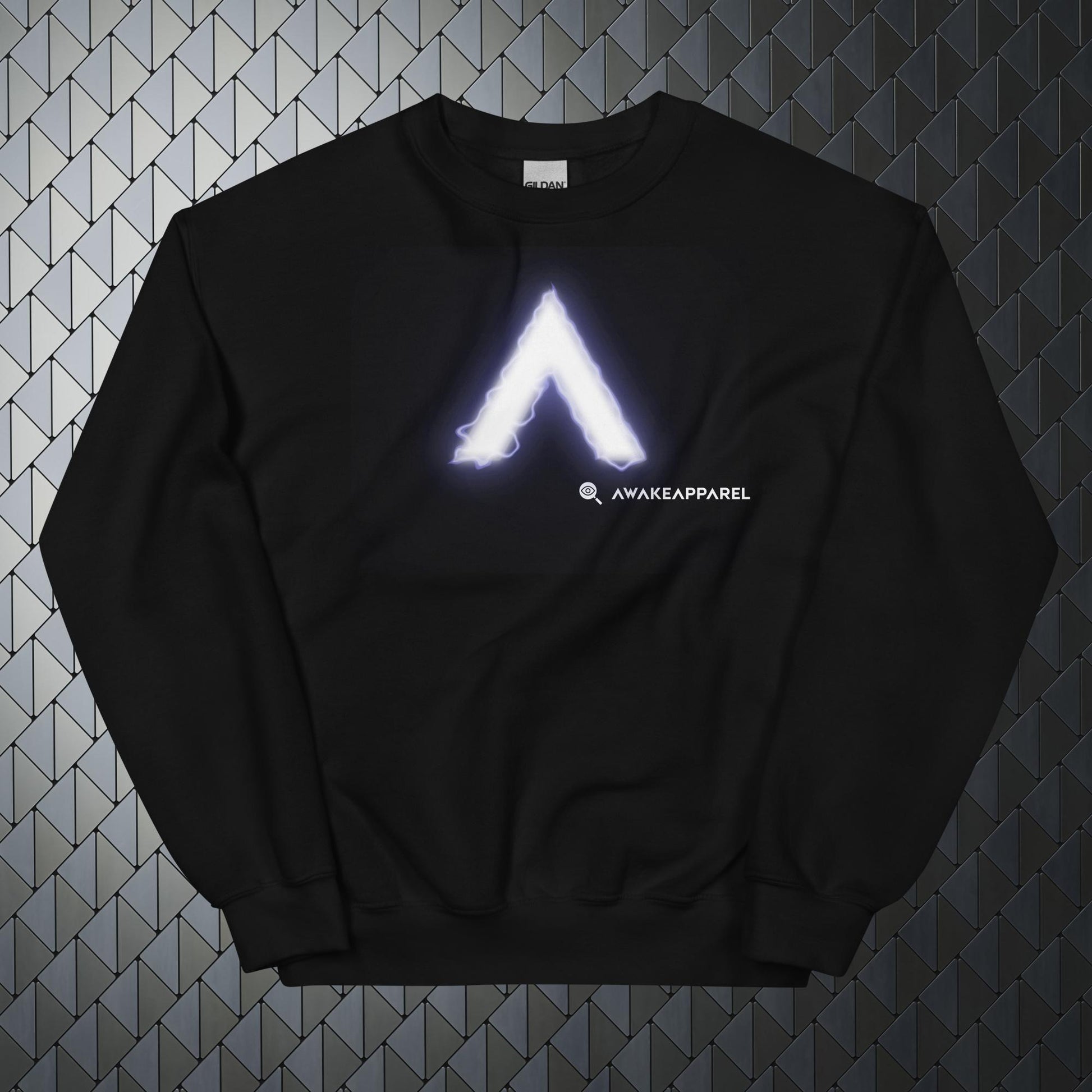 Front of Black Mindful Comfort Sweatshirt with Monogrammed "A" - Unisex