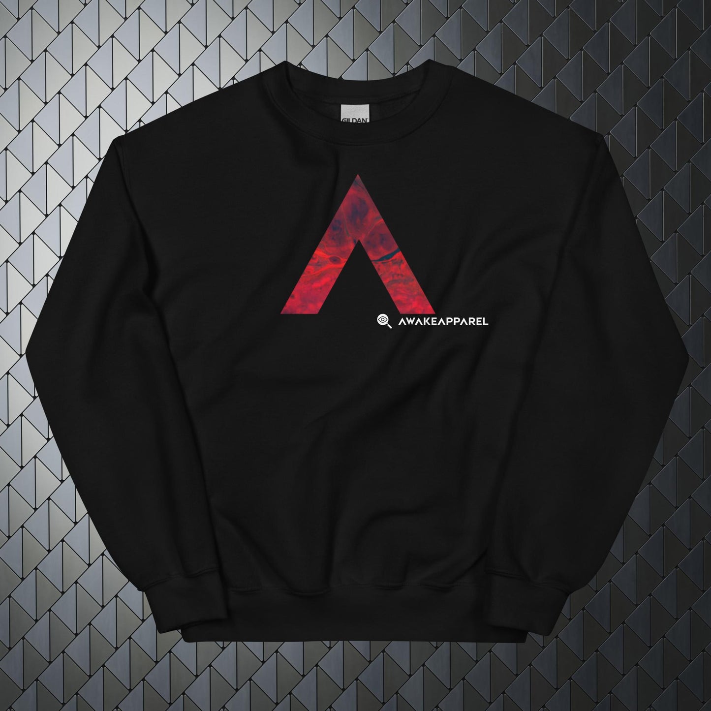 Front of Black Mindful Comfort Sweatshirt with Monogrammed "A" - Unisex