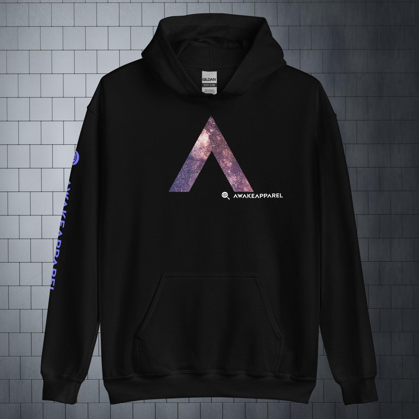 Front of Black Empowered Impact Zip Hoodie with Monogrammed "A" - Unisex