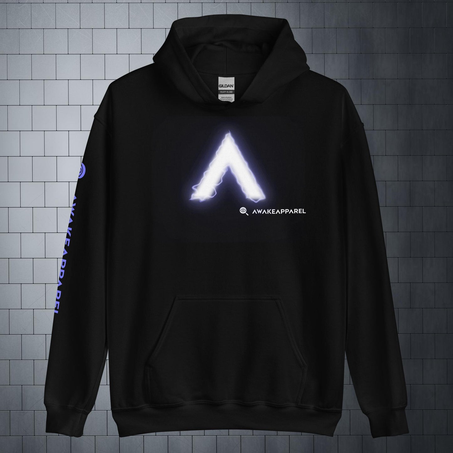 Front of Black Couragious Comfort Hoodie with Monogrammed "A" - Unisex