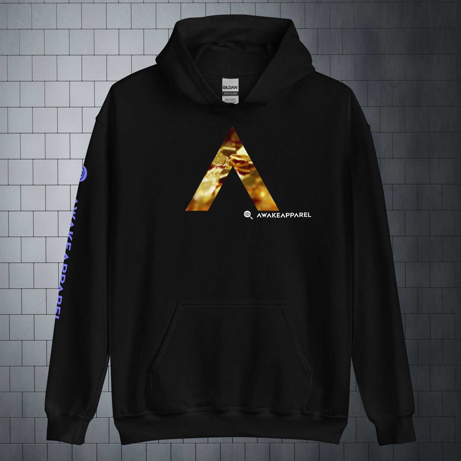 Front of Black Couragious Comfort Hoodie with Monogrammed "A" - Unisex