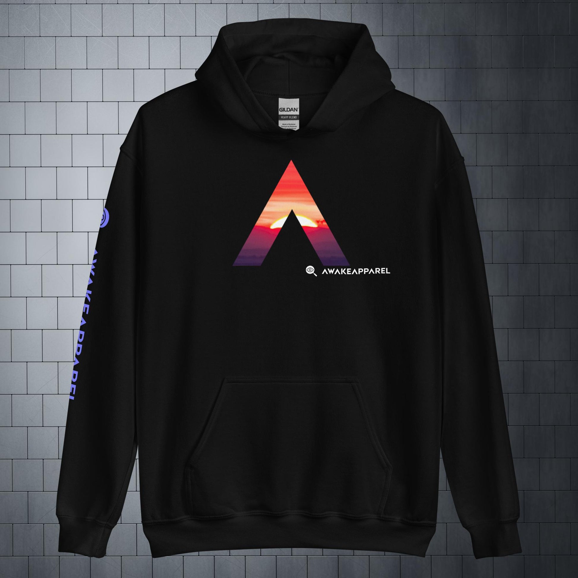 Front of Black Couragious Comfort Hoodie with Monogrammed "A" - Unisex