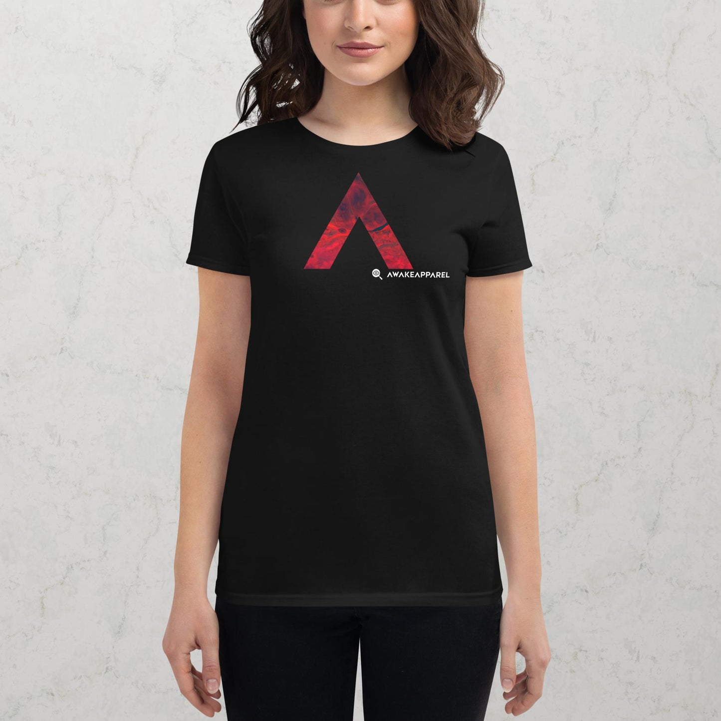 Front of Black Conscious Comfort T-Shirt with Monogrammed "A" - Unisex