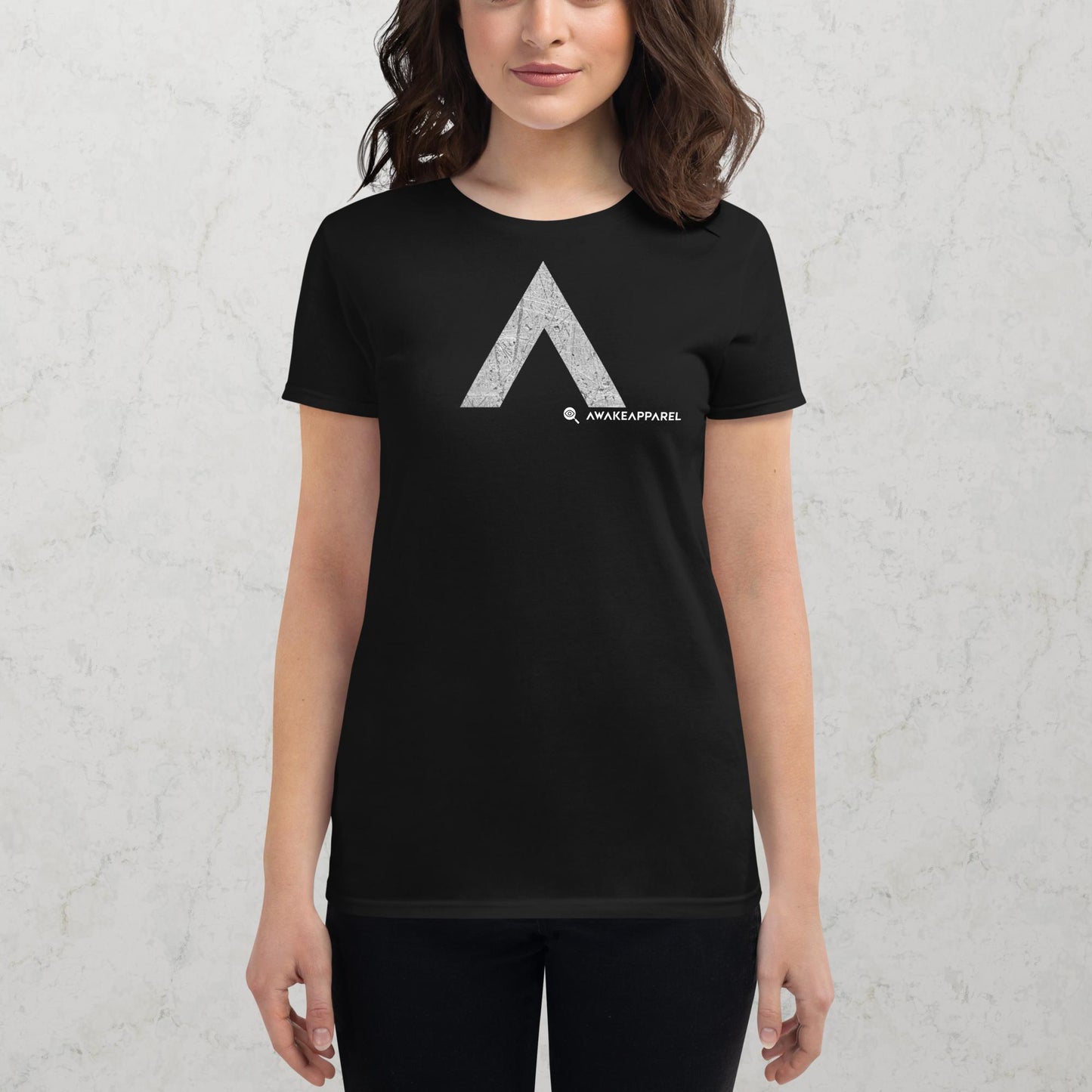 Front of Black Conscious Comfort T-Shirt with Monogrammed "A" - Unisex