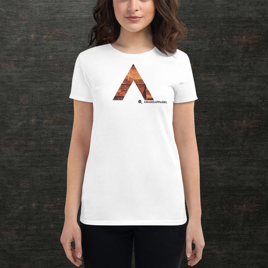 Front of White Conscious Comfort T-Shirt with Monogrammed "A" - Unisex