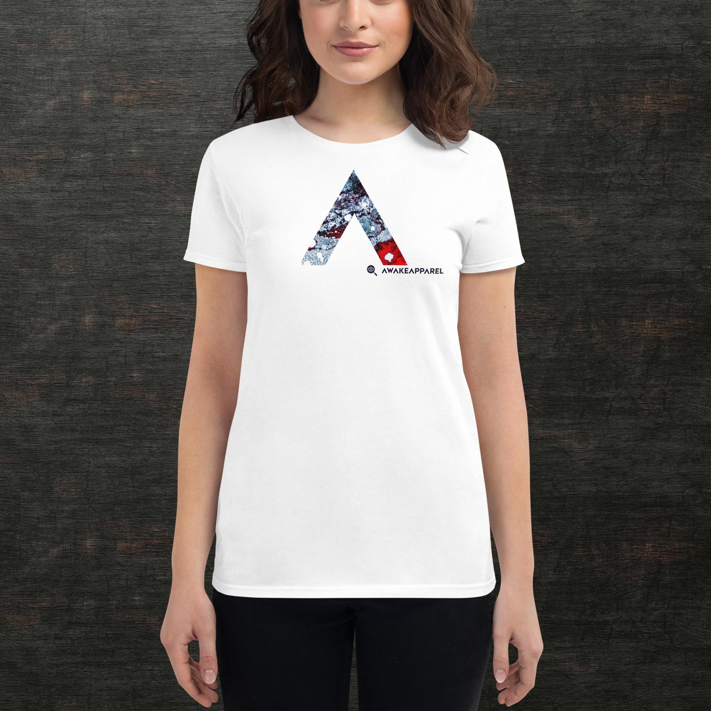 Front of White Conscious Comfort T-Shirt with Monogrammed "A" - Unisex